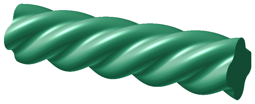Helical four-lobe rotor rendered by rotoCAD